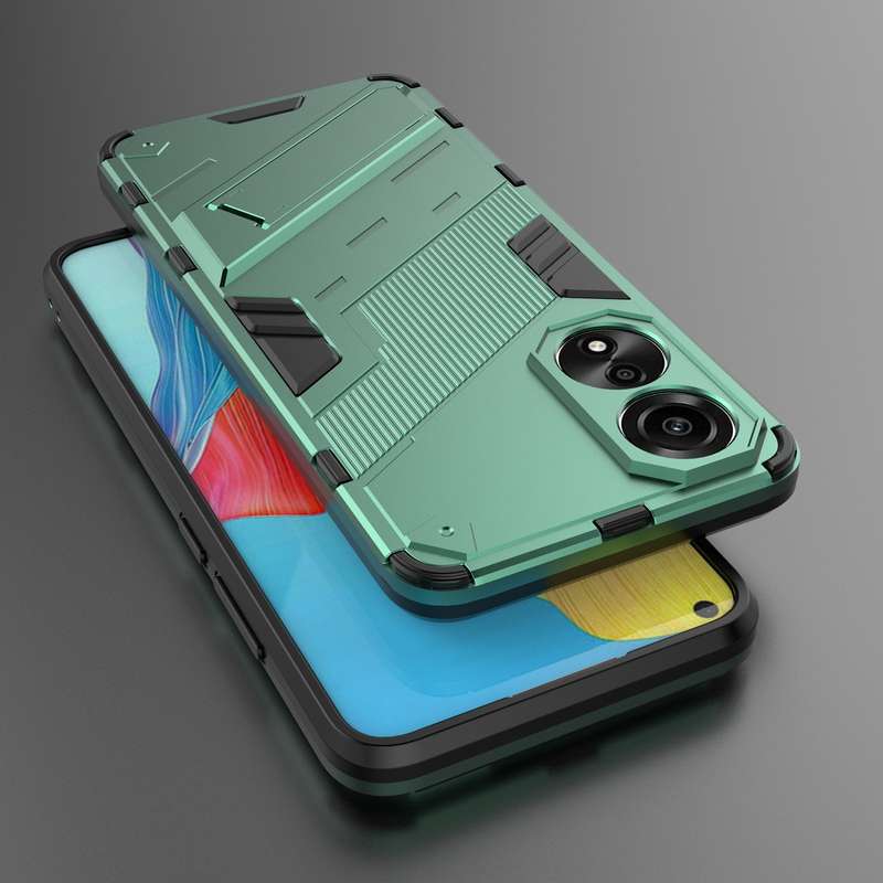 For OPPO A78 4G Punk Armor 2 in 1 PC + TPU Phone Case with Holder(Black)