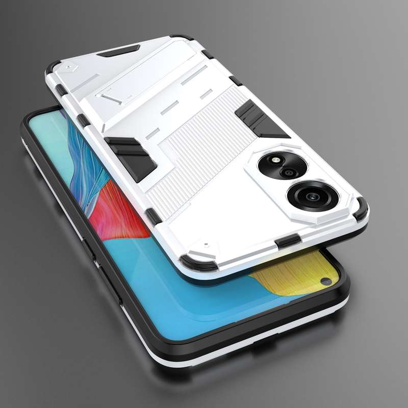 For OPPO A78 4G Punk Armor 2 in 1 PC + TPU Phone Case with Holder(Black)