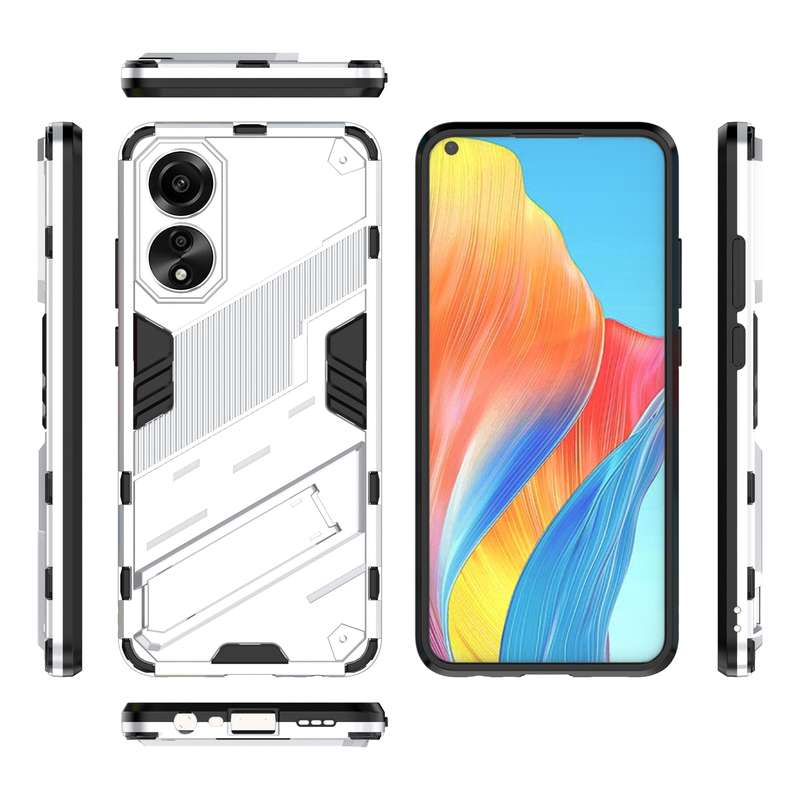For OPPO A78 4G Punk Armor 2 in 1 PC + TPU Phone Case with Holder(Black)