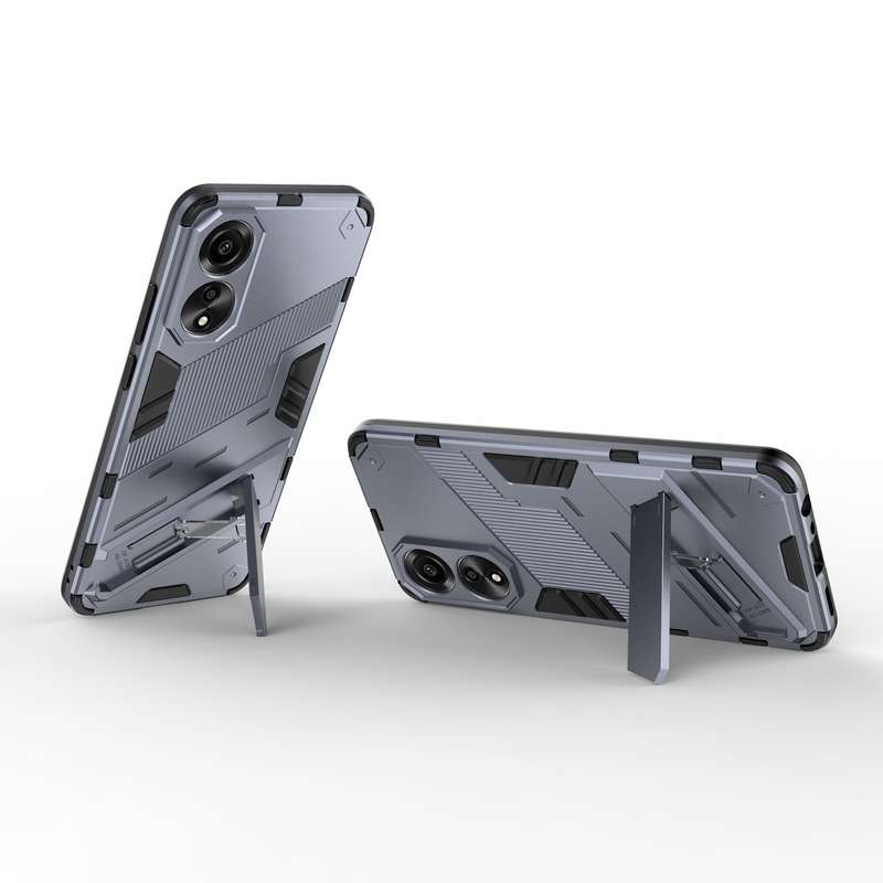 For OPPO A78 4G Punk Armor 2 in 1 PC + TPU Phone Case with Holder(Black)