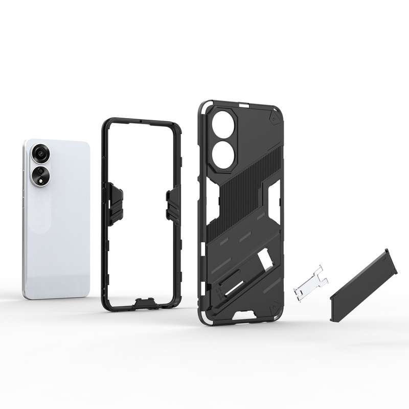 For OPPO A78 4G Punk Armor 2 in 1 PC + TPU Phone Case with Holder(Black)