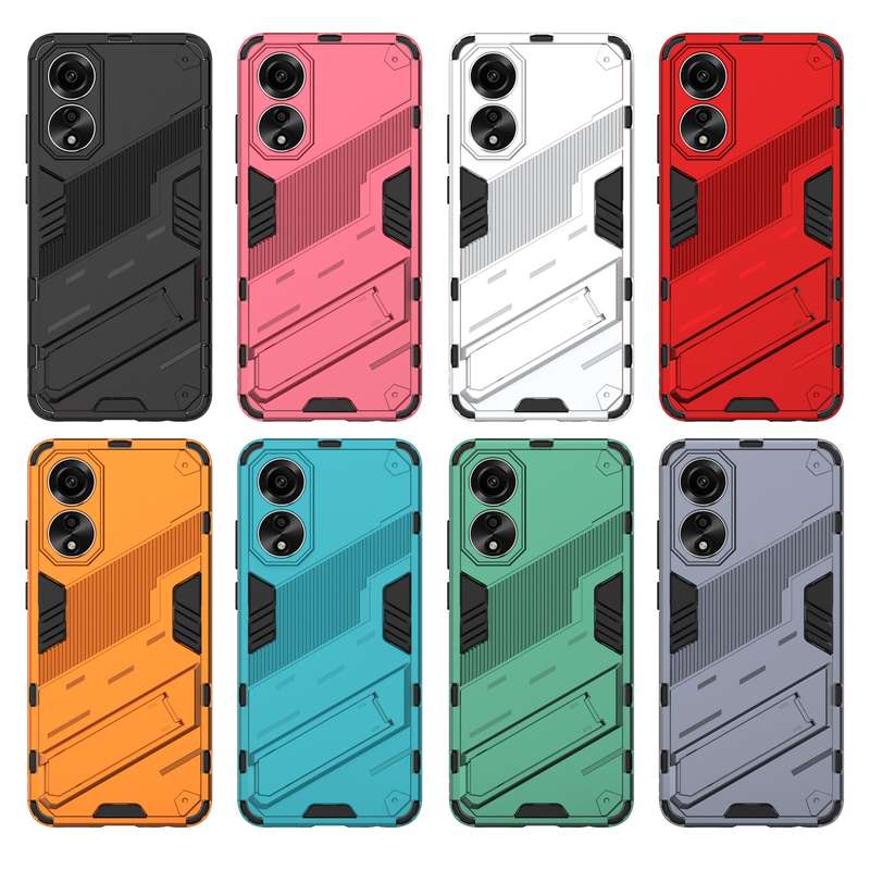 For OPPO A78 4G Punk Armor 2 in 1 PC + TPU Phone Case with Holder(Black)