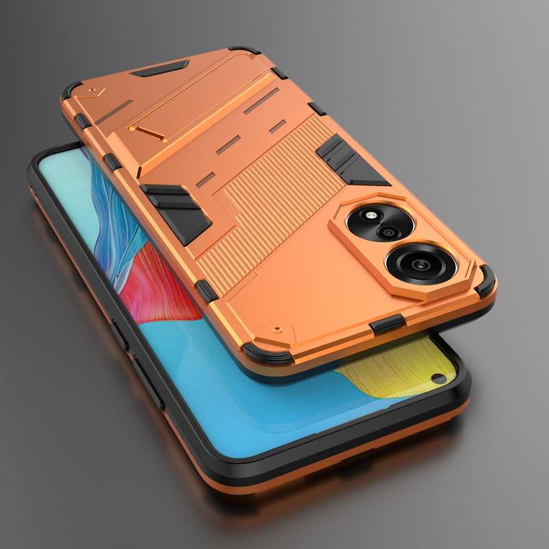 For OPPO A78 4G Punk Armor 2 in 1 PC + TPU Phone Case with Holder(Black)