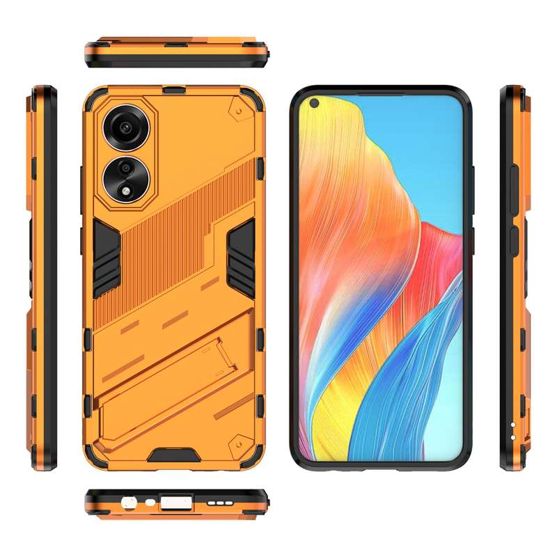 For OPPO A78 4G Punk Armor 2 in 1 PC + TPU Phone Case with Holder(Black)