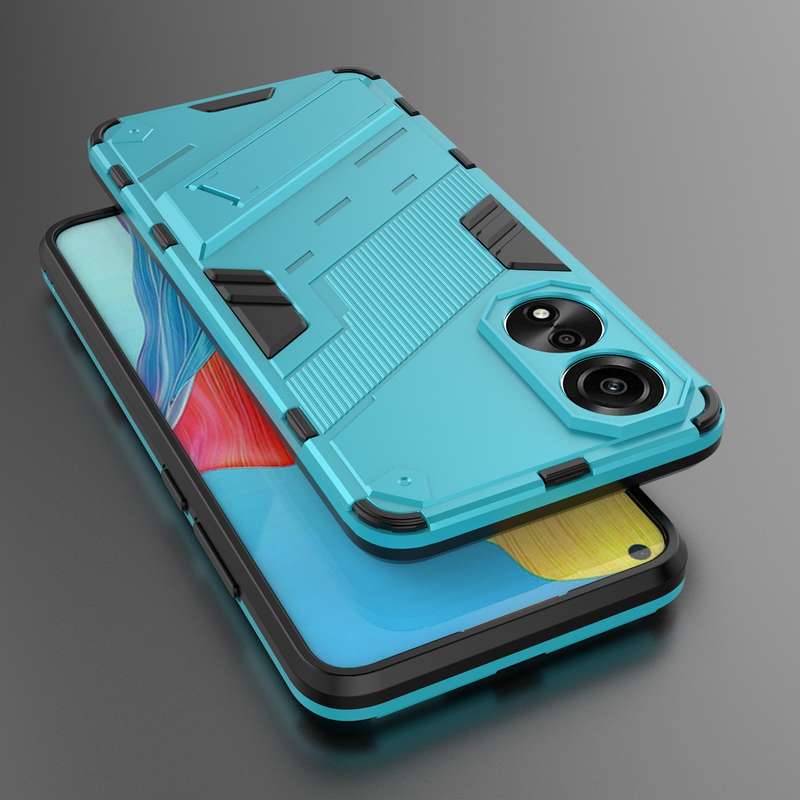 For OPPO A78 4G Punk Armor 2 in 1 PC + TPU Phone Case with Holder(Black)