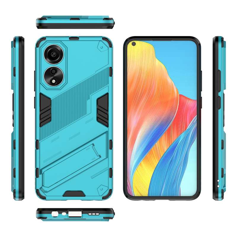 For OPPO A78 4G Punk Armor 2 in 1 PC + TPU Phone Case with Holder(Black)
