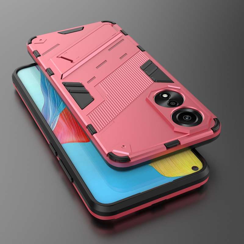For OPPO A78 4G Punk Armor 2 in 1 PC + TPU Phone Case with Holder(Black)