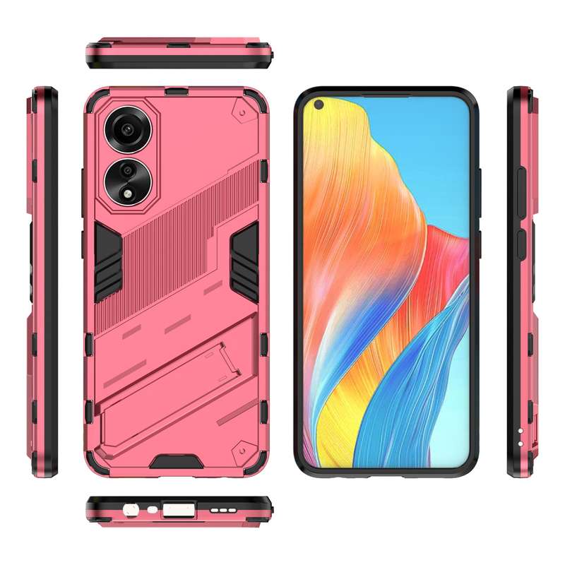 For OPPO A78 4G Punk Armor 2 in 1 PC + TPU Phone Case with Holder(Black)