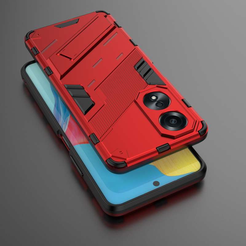 For OPPO A58 4G Global Punk Armor 2 in 1 PC + TPU Phone Case with Holder(Green)