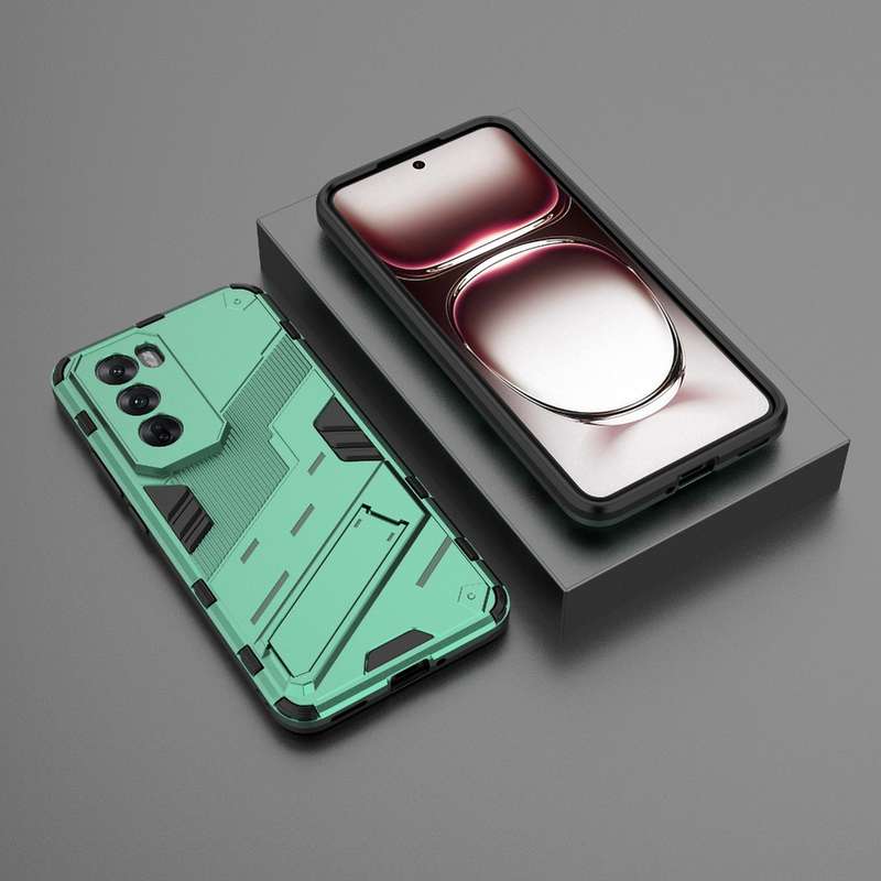 For OPPO Reno12 Pro Global Punk Armor 2 in 1 PC + TPU Phone Case with Holder(Green)