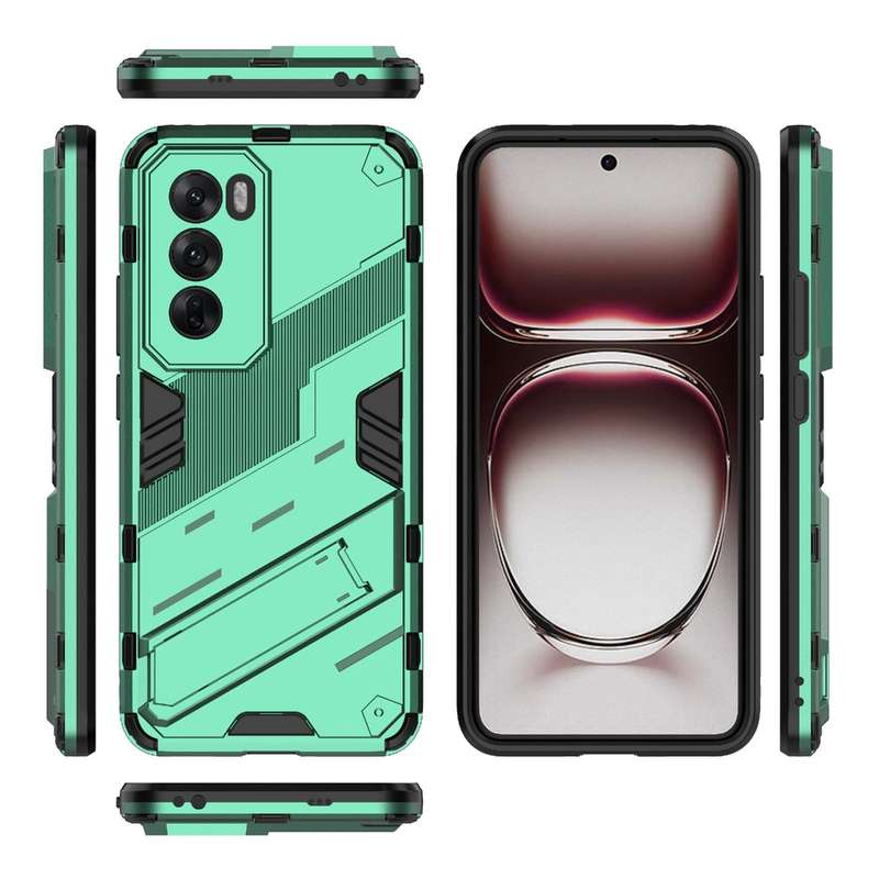 For OPPO Reno12 Pro Global Punk Armor 2 in 1 PC + TPU Phone Case with Holder(Green)
