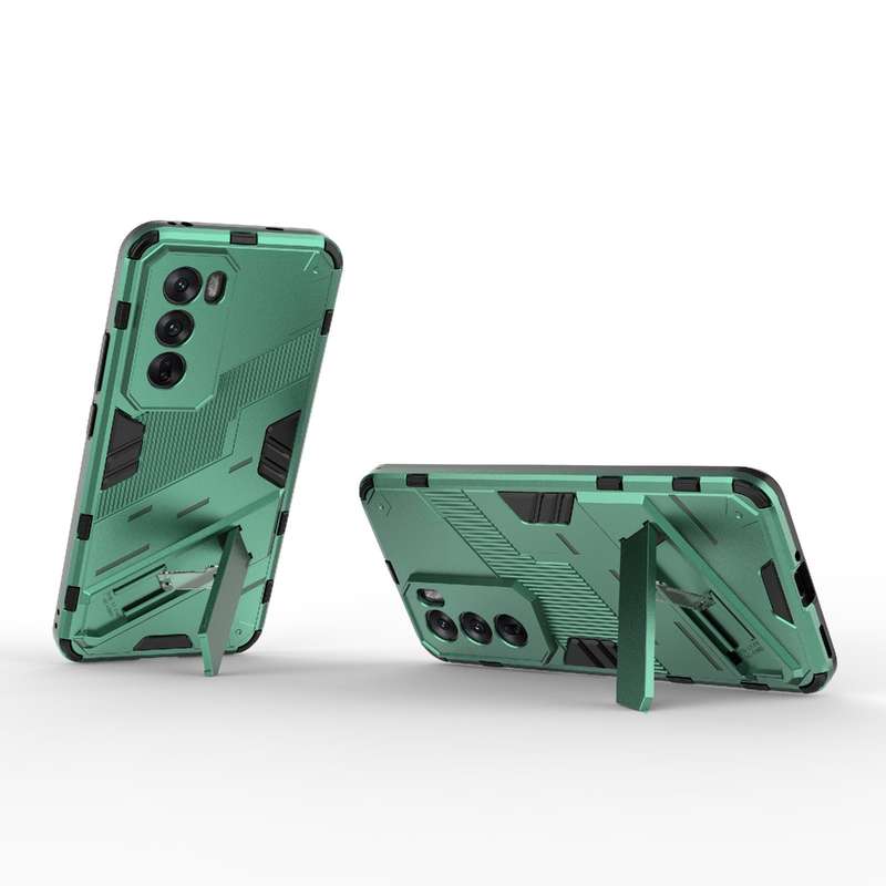 For OPPO Reno12 Pro Global Punk Armor 2 in 1 PC + TPU Phone Case with Holder(Green)