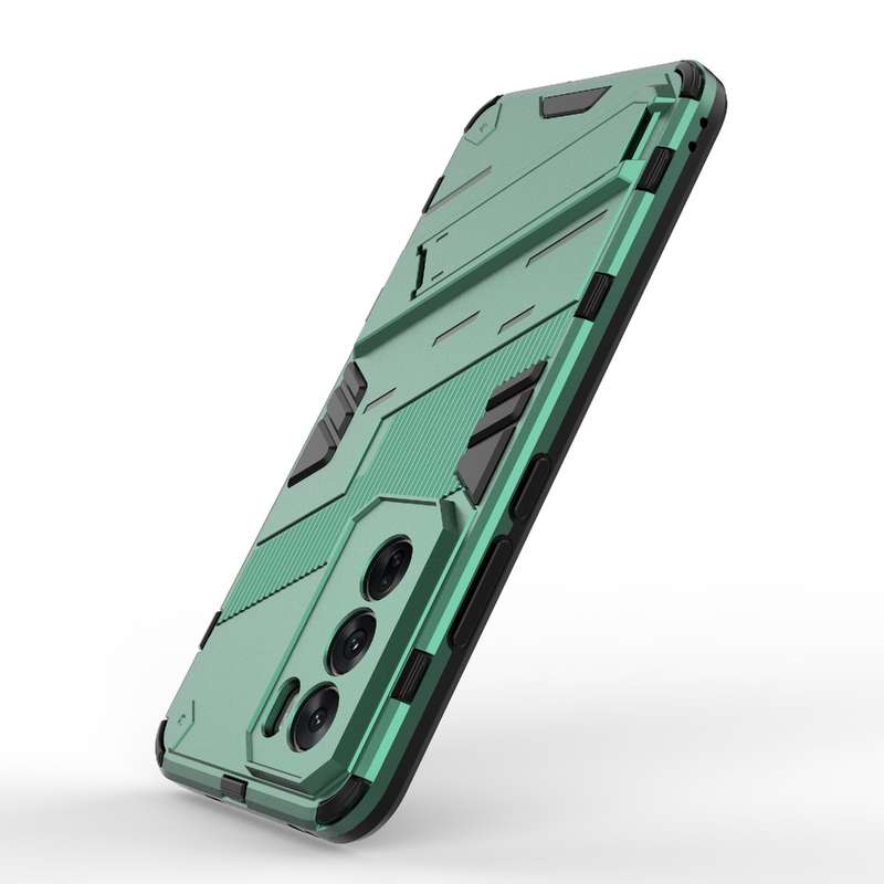 For OPPO Reno12 Pro Global Punk Armor 2 in 1 PC + TPU Phone Case with Holder(Green)