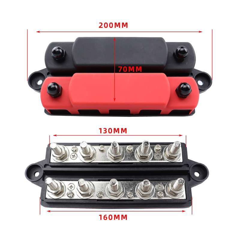 CP-4132 RV / Yacht M6 5-stud Double Row Busbar(Red Black)