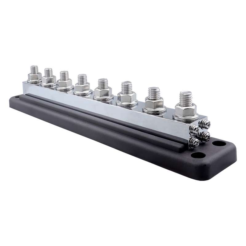 RV 600A High Current busbar 8-way Straight M10 Wiring Studs(Black)