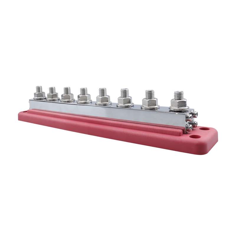 RV 600A High Current busbar 8-way Straight M10 Wiring Studs(Red)