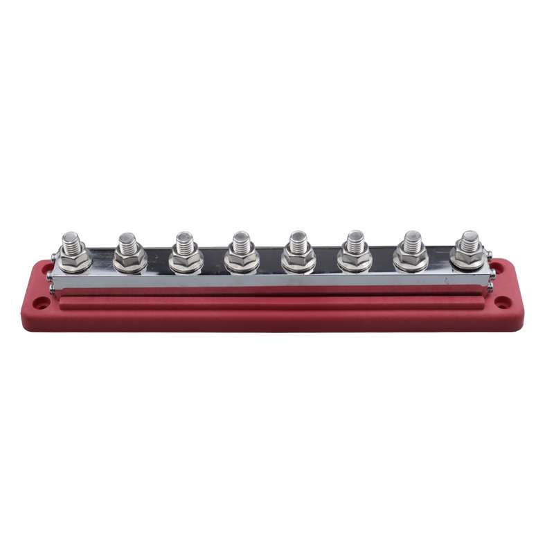 RV 600A High Current busbar 8-way Straight M10 Wiring Studs(Red)