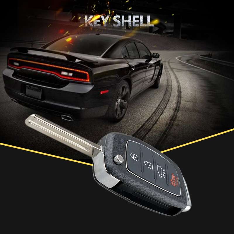 4-button Folding Car Key Shell with Metal Edge Solaris ix35 ix4 Santa For Hyundai Sonata 2014-2017 /
