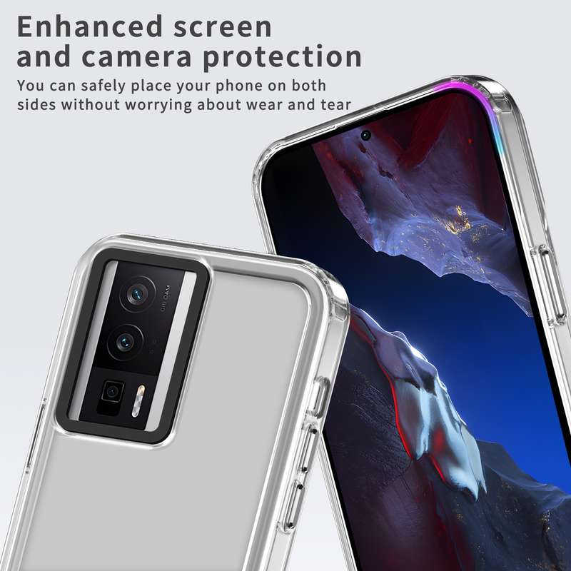 For Xiaomi Poco F5 Pro Transparent Acrylic + TPU Shockproof Phone Case(Transparent Black)