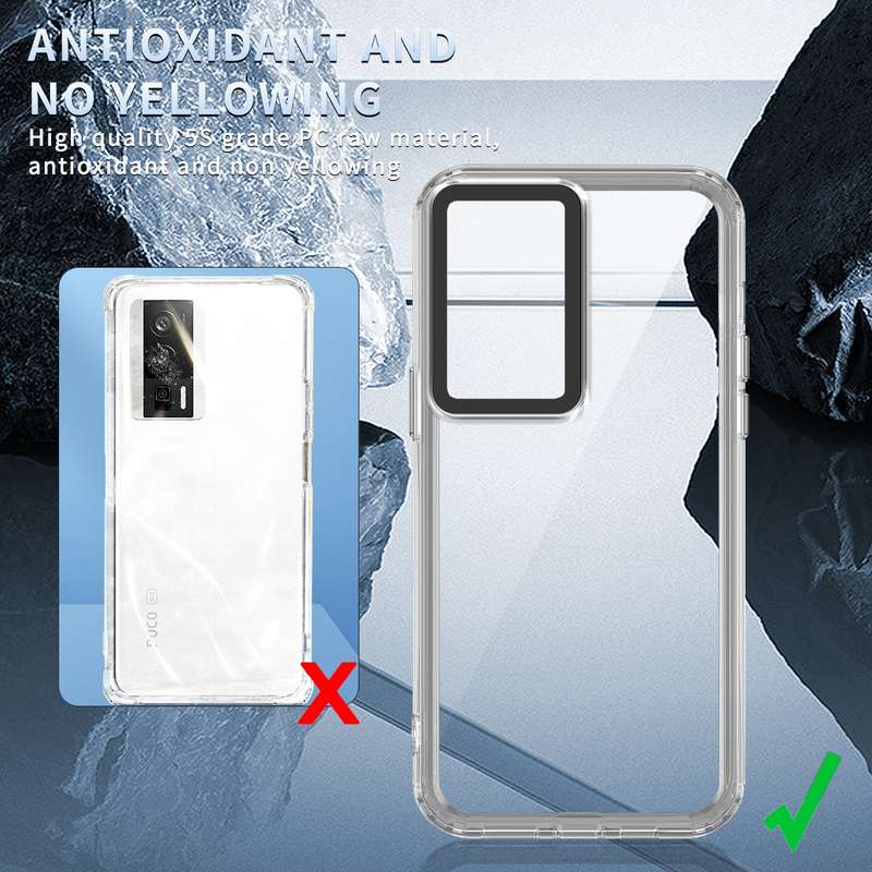 For Xiaomi Poco F5 Pro Transparent Acrylic + TPU Shockproof Phone Case(Transparent Black)