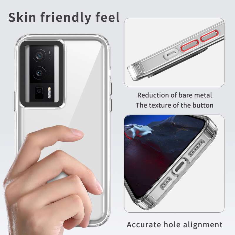 For Xiaomi Poco F5 Pro Transparent Acrylic + TPU Shockproof Phone Case(Transparent Black)
