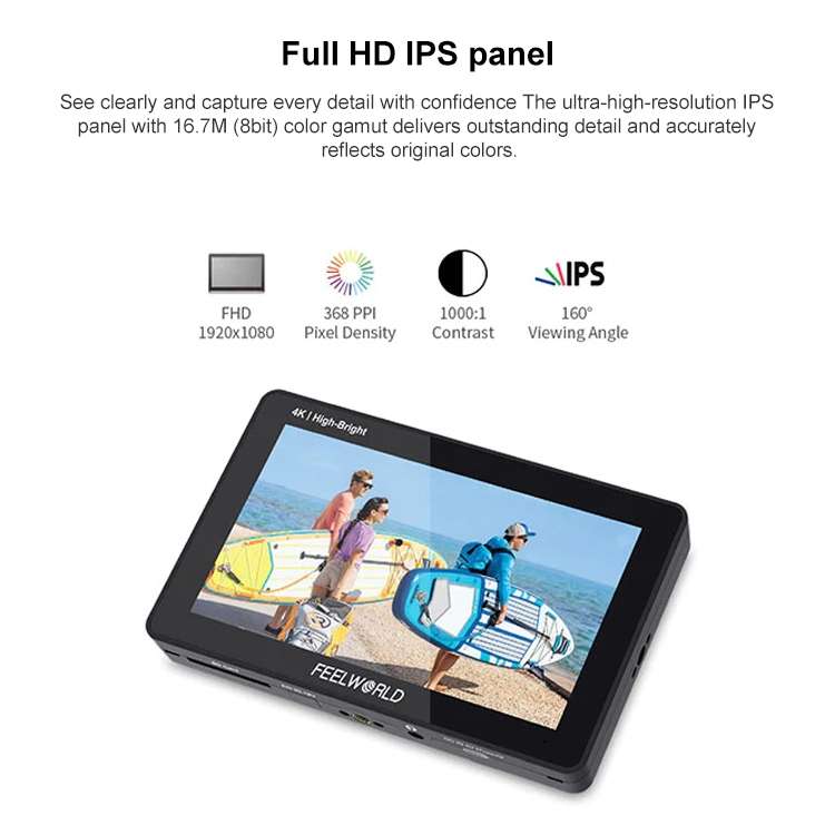 FEELWORLD F6 PLUSX 5.5 inch High Bright 1600nit Touch Screen DSLR Camera Field Monitor IPS FHD1920x1
