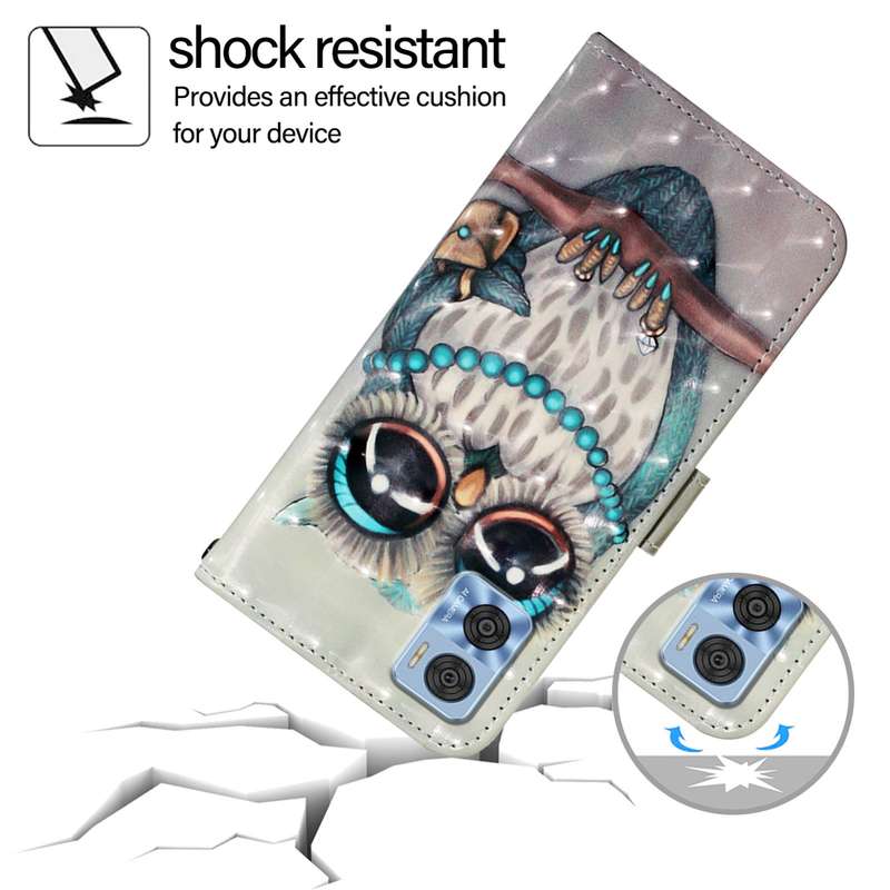 For Motorola Moto E22 / Moto E22i 3D Painting Horizontal Flip Leather Phone Case(Grey Owl)