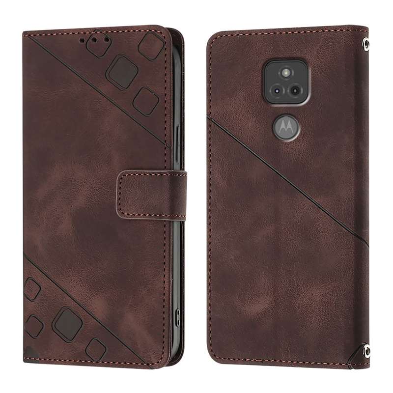 For Motorola Moto G Play 2021 Skin Feel Embossed Leather Phone Case(Brown)