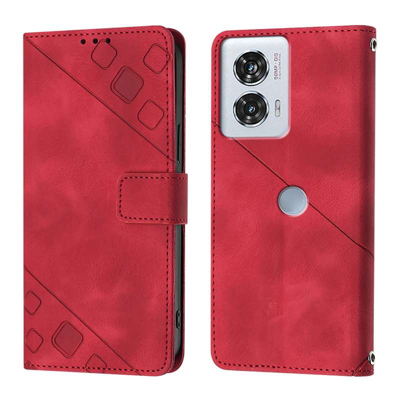For Motorola Edge 50 Fusion Skin Feel Embossed Leather Phone Case(Red)