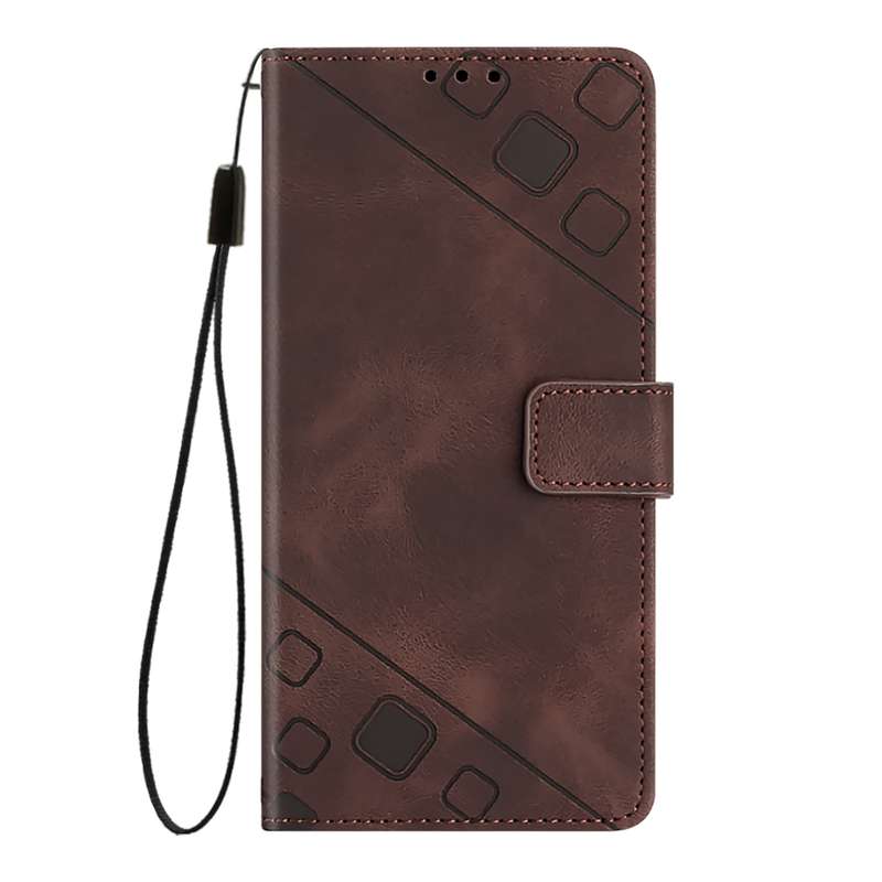 For OPPO Reno9 A JP Version Skin-feel Embossed Leather Phone Case(Brown)