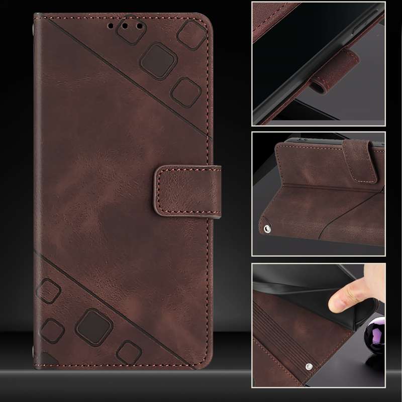For OPPO Reno9 A JP Version Skin-feel Embossed Leather Phone Case(Brown)