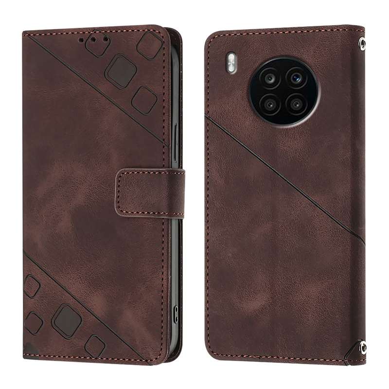 For Huawei Nova 8i Skin Feel Embossed Leather Phone Case(Brown)
