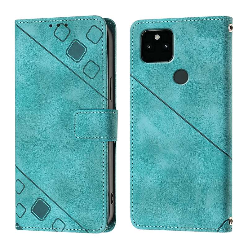 For Google Pixel 5a Skin-feel Embossed Leather Phone Case(Green)