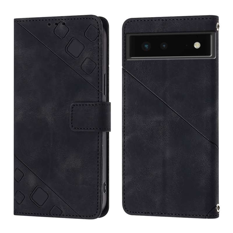 For Google Pixel 6 Skin-feel Embossed Leather Phone Case(Black)