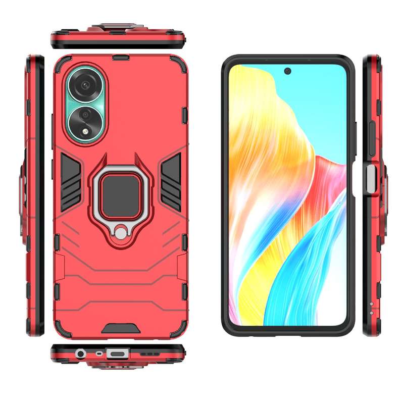 For OPPO A78 4G Shockproof PC + TPU Holder Phone Case(Navy Blue)