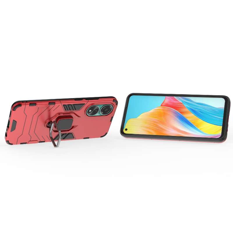 For OPPO A78 4G Shockproof PC + TPU Holder Phone Case(Navy Blue)