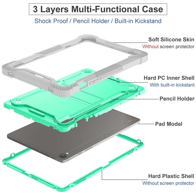For Samsung Galaxy Tab S9 Shockproof Silicone Hybrid PC Tablet Case with Holder(Black)
