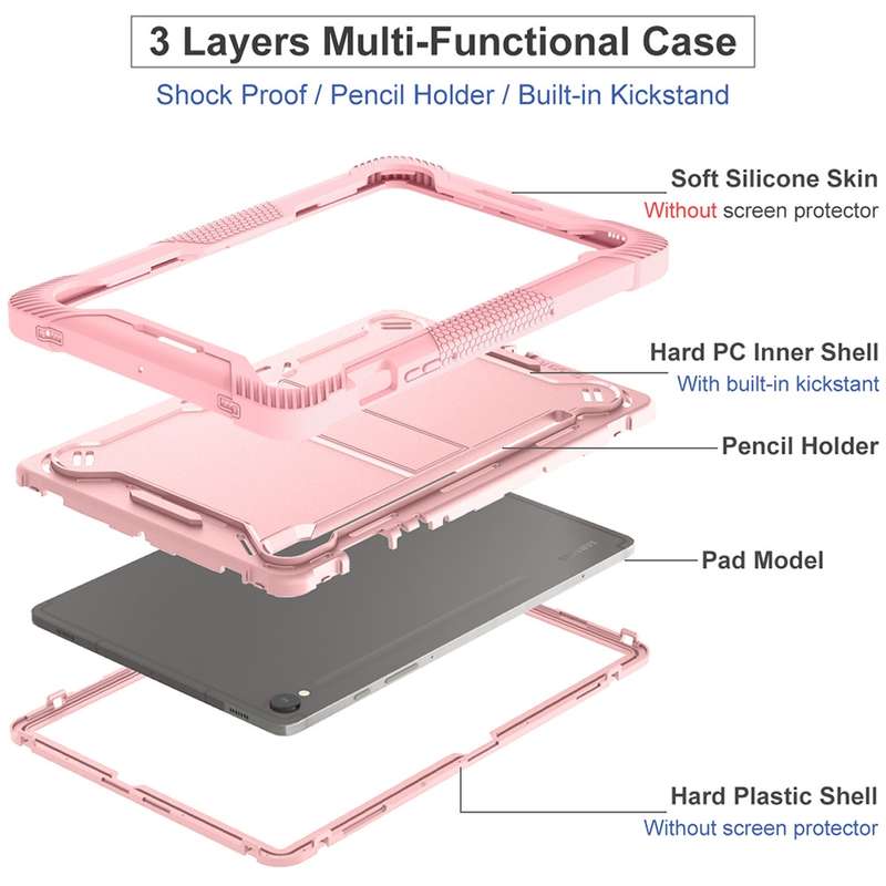 For Samsung Galaxy Tab S9 Shockproof Silicone Hybrid PC Tablet Case with Holder(Black)