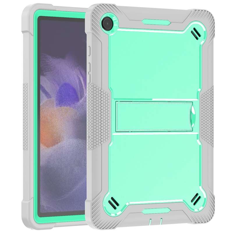 For Samsung Galaxy Tab A9+ Shockproof Silicone Hybrid PC Tablet Case with Holder(Black)