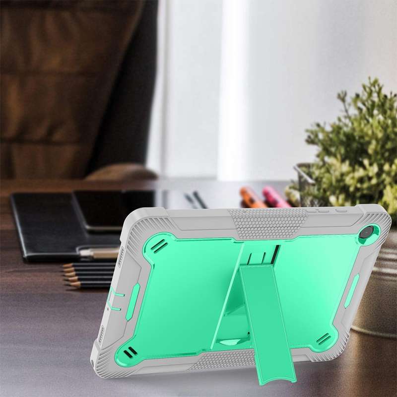 For Samsung Galaxy Tab A9+ Shockproof Silicone Hybrid PC Tablet Case with Holder(Black)