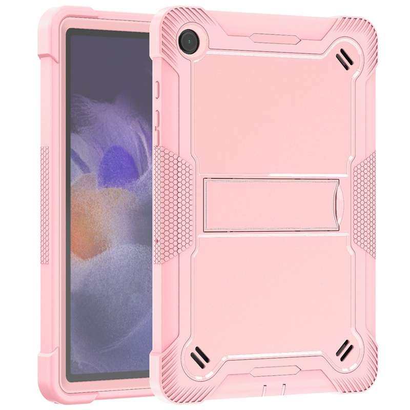 For Samsung Galaxy Tab A9+ Shockproof Silicone Hybrid PC Tablet Case with Holder(Black)