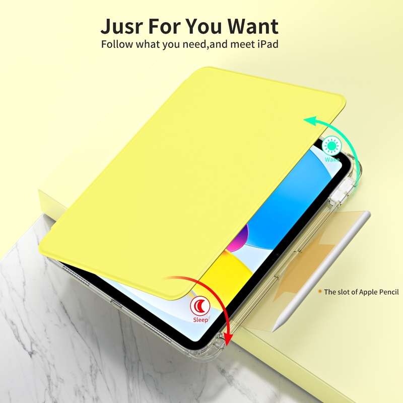 For iPad Air 11 2024 360 Rotation Detachable Clear Acrylic Leather Tablet Case(Yellow)