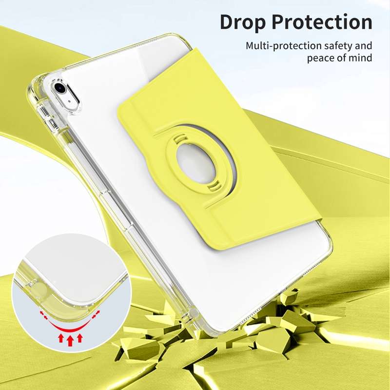 For iPad Air 11 2024 360 Rotation Detachable Clear Acrylic Leather Tablet Case(Yellow)