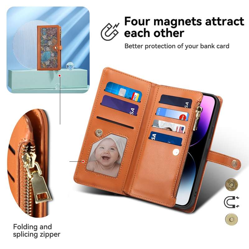 For Motorola Moto G85 ESEBLE Star Series Lanyard Zipper Wallet RFID Leather Case(Brown)