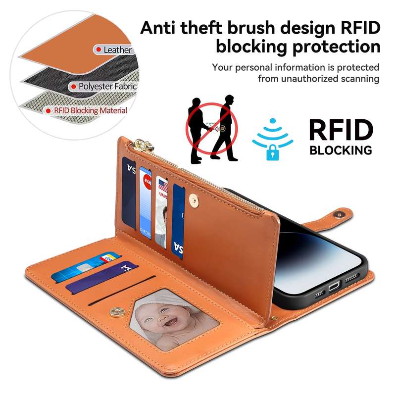 For Motorola Moto G85 ESEBLE Star Series Lanyard Zipper Wallet RFID Leather Case(Brown)