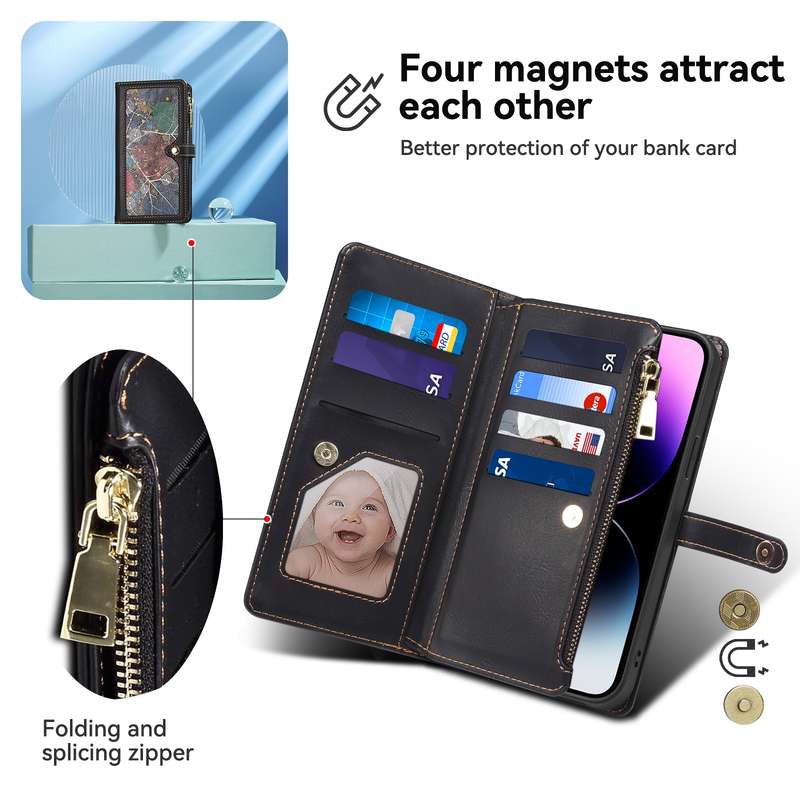 For Motorola Edge 50 Ultra ESEBLE Star Series Lanyard Zipper Wallet RFID Leather Case(Black)