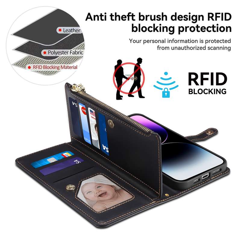 For Motorola Edge 50 Ultra ESEBLE Star Series Lanyard Zipper Wallet RFID Leather Case(Black)