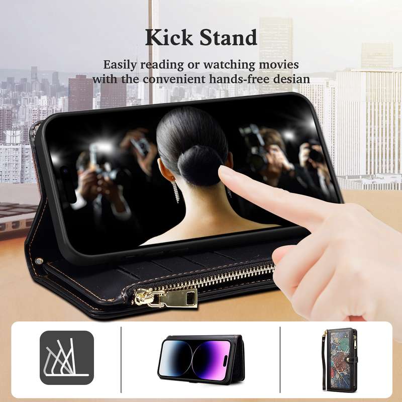 For Motorola Edge 50 Ultra ESEBLE Star Series Lanyard Zipper Wallet RFID Leather Case(Black)