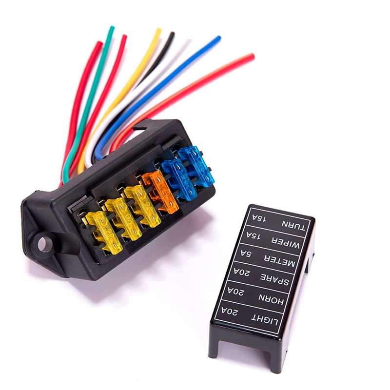6 Ways 2 In 6 Out Fuse Box Fuse Panel Holder with Fuse