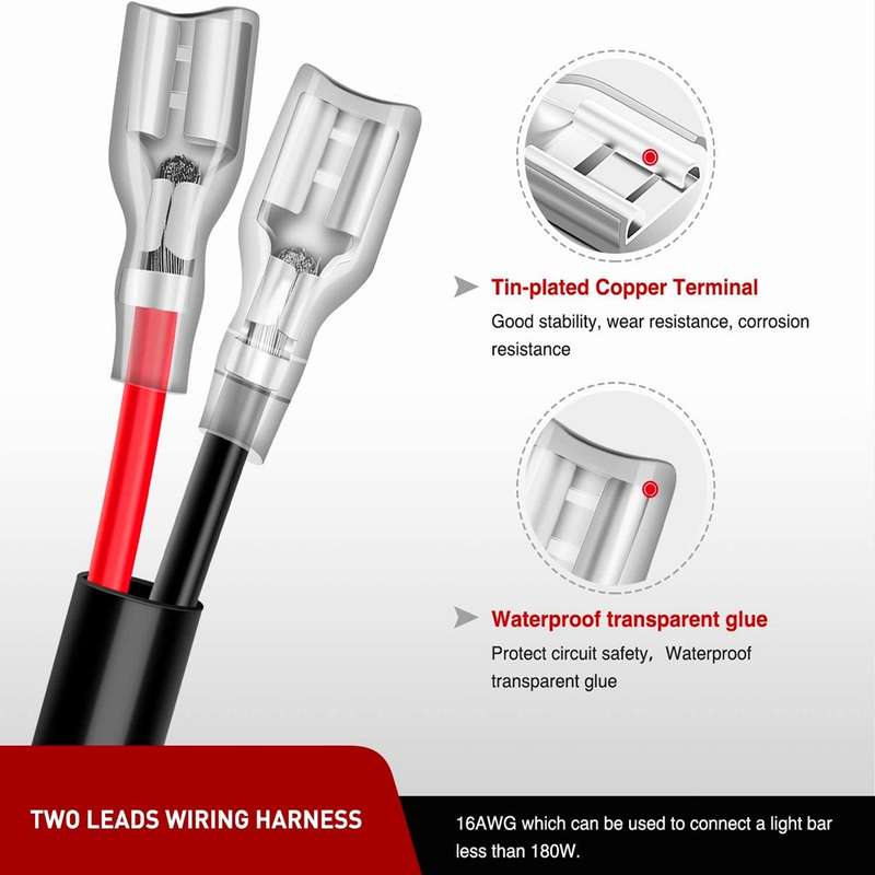 2pcs 16AWG For LED Lights / Off-Road Lights Car Wiring Harness Extension Cable Kit